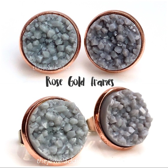 3 for 15🎀light grey chunky faux druzy studs - Picture 10 of 11